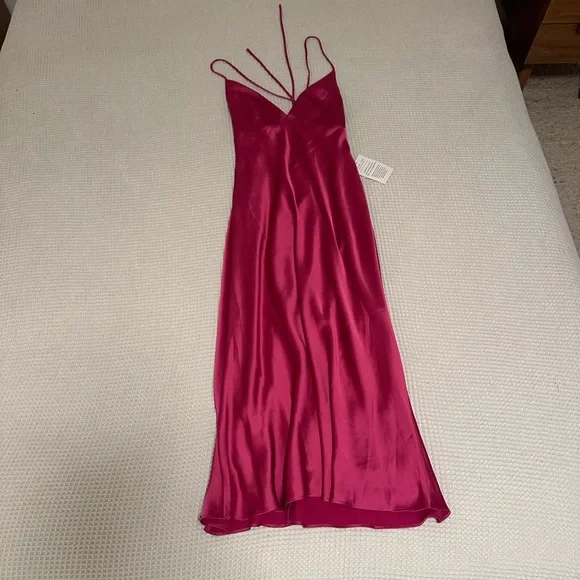 Jenny Yoo NWT Bellini Slip Fuchsia Pink Dress Small Satin - Picture 10 of 10